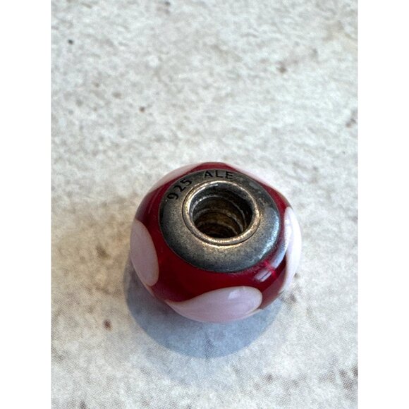 Pandora 925 Sterling Silver Murano Glass Hearts Charm Bead Patina - Picture 5 of 7